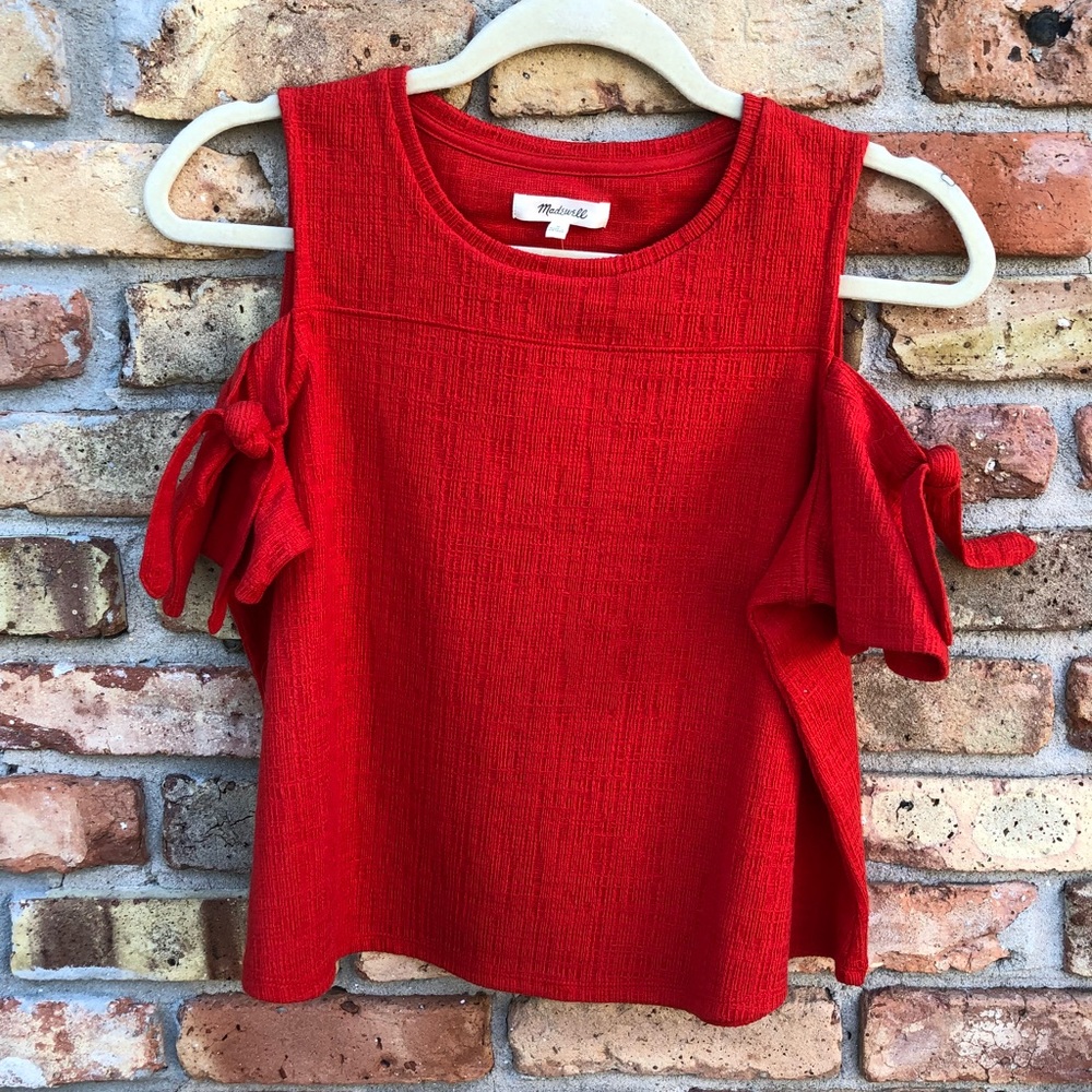 Madewell Red Cold Shoulder Top